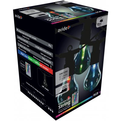 Avide Εξωτερική Γιρλάντα  5m Papaya RGB Με Δυνατότητα Επέκτασης- Με Τηλ/στήριο (15.001.1634)