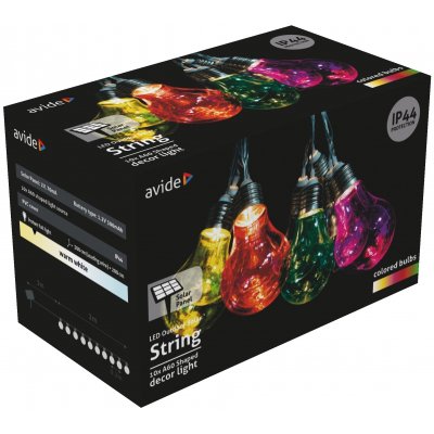 Avide Εξωτερική Ηλιακή Πολύχρωμη Γιρλάντα με Διάφανο Σύρμα 5m, Θερμό IP44, 1,2V (15.001.2036)
