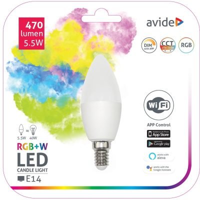 Avide LED Smart Κερί 5.5W RGB+W WIFI APP Control (15.001.0064)