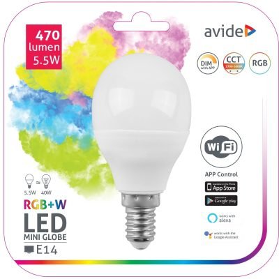Avide LED Smart Σφαιρική 5.5W RGB+W WIFI APP Control (15.001.0394)
