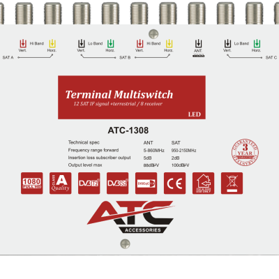 ATC Πολυδιακόπτης ATC-1308 (3 Sat + 1 Ter / 8 Εξόδοι) (03.002.0051)