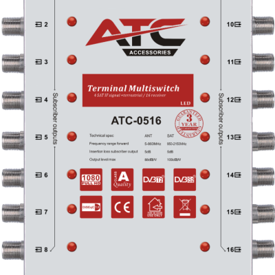 ATC Πολυδιακόπτης ATC-0516 (1 Sat + 1 Ter / 16 Εξόδοι) (03.002.0048)