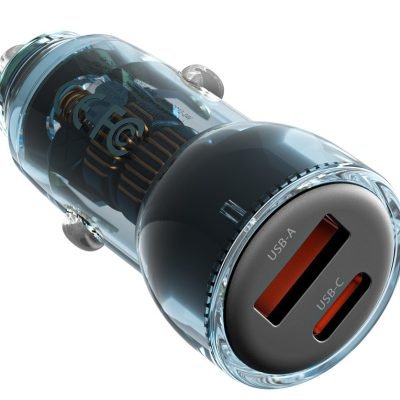 XO CC60 Smart Διαφανής Φορτιστής Αυτοκινήτου A30W+C30W/Ταυτόχρονη 60W Μπλε (16.006.0273)