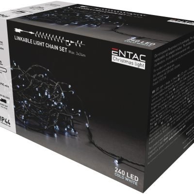 Entac Χριστουγεννιάτικα Λαμπάκια Επέκτεινόμενα IP44 240 LED Ψυχρό 24m (Με Τροφοδοτικό) (15.004.0037)