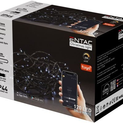 Entac Χριστουγεννιάτικα Λαμπάκια IP44 120 LED Ψυχρό 9m Tuya (15.004.0082)