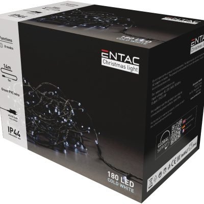 Entac Χριστουγεννιάτικα Λαμπάκια IP44 180 LED Ψυχρό 14m (15.004.0012)