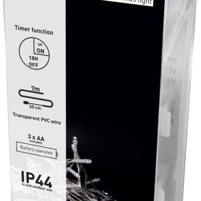 Entac Χριστουγεννιάτικα Λαμπάκια IP44 96 LED με Χρονοδιακόπτη Ψυχρό 7m (3xAA Δεν περιλαμβ.) (15.004.0009)