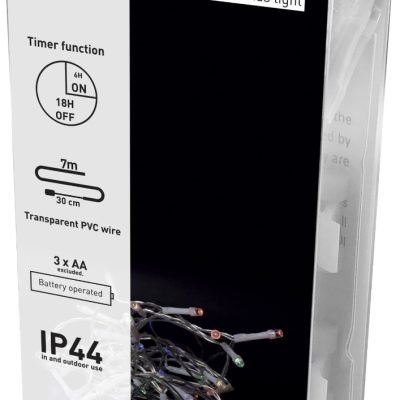 Entac Χριστουγεννιάτικα IP44 96 LED με Χρονοδιακόπτη Πολύχρωμα 7m (3xAA Δεν περιλαμβ.) (15.004.0068)