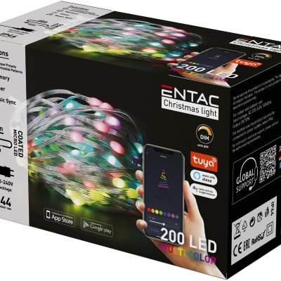 Entac Χριστουγεννιάτικα Λαμπάκια IP44 200 LED Σύρμα Πολύχρωμα Tuya APP (15.004.0085)
