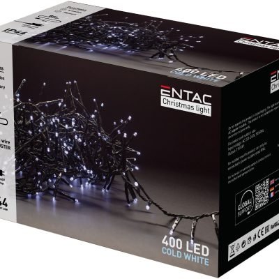 Entac Χριστουγεννιάτικα Λαμπάκια IP44 400 LED Ψείρες Ψυχρό 8m (15.004.0006)