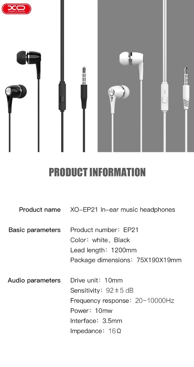 XO EP21 Handsfree Άσπρο (16.002.0006) - Image 4