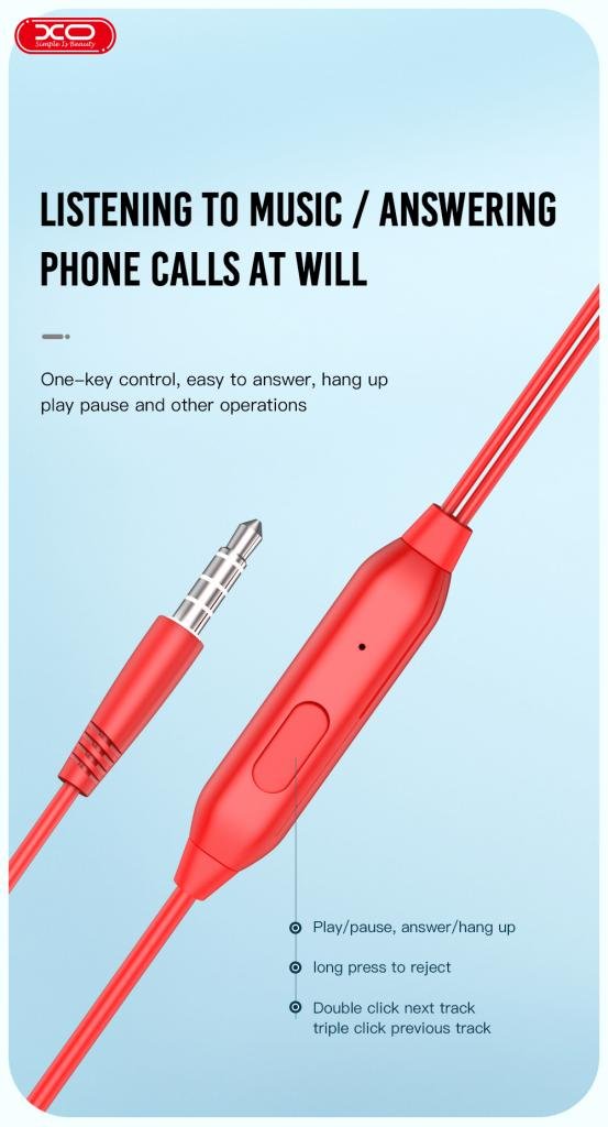 XO EP57 in-ear 3.5mm Handsfree Μαύρο (16.002.0065) - Image 4