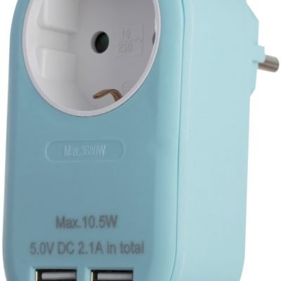 Entac Πρίζα Σούκο με 2 Θύρες USB  (total 2.1A) Μπλέ (15.005.0220)