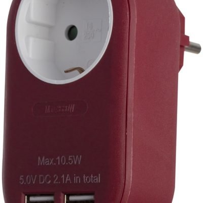 Entac Πρίζα Σούκο με 2 Θύρες USB  (total 2.1A) Μπορντό (15.005.0221)