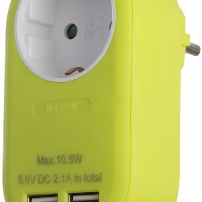 Entac Πρίζα Σούκο με 2 Θύρες USB  (total 2.1A) Λάιμ (15.005.0222)