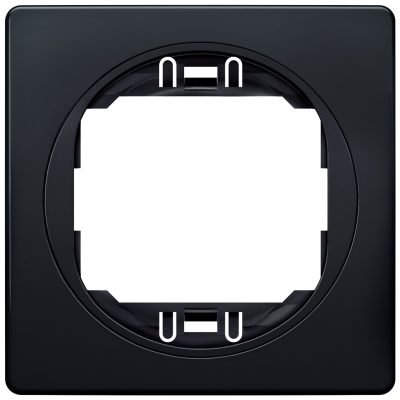 EON E6801.E1E One-gang frame 80×80, soft-touch black with black holder (15.005.0156)