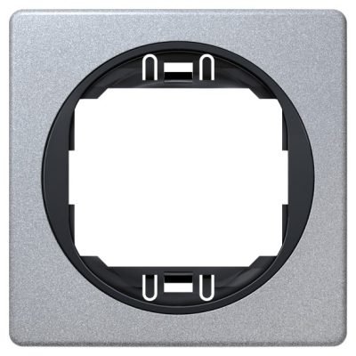 EON E6801.SE One-gang frame 80×80, silver with black holder (15.005.0159)