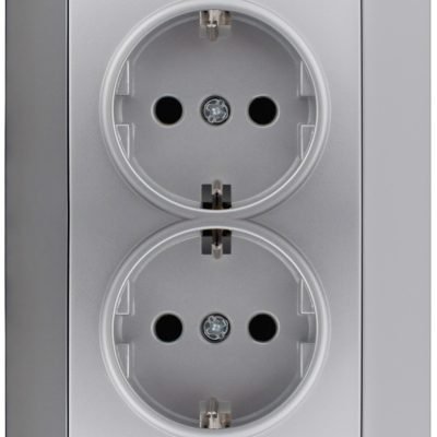 Entac Arnold Recessed wall socket 2x earthed Silver (15.005.0285)