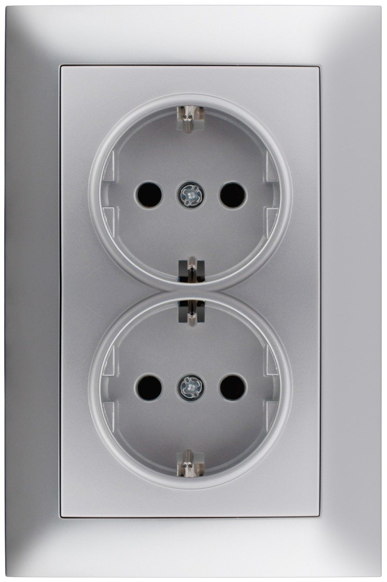 Entac Arnold Recessed wall socket 2x earthed Silver (15.005.0285)
