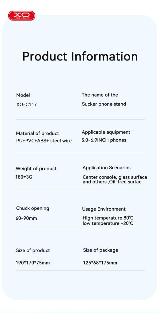 XO C117 Διπλή Βάση Αυτοκινήτου με Βεντούζα (16.006.0195) - Image 4