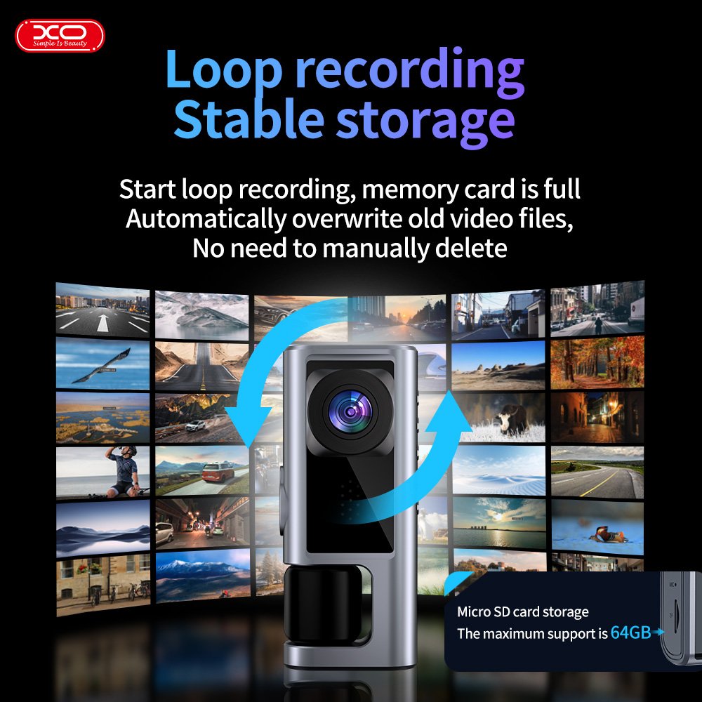 XO XJ03 Εμπρός και πίσω διπλή βιντεοκάμερα 1080 HD (16.001.0146) - Image 4