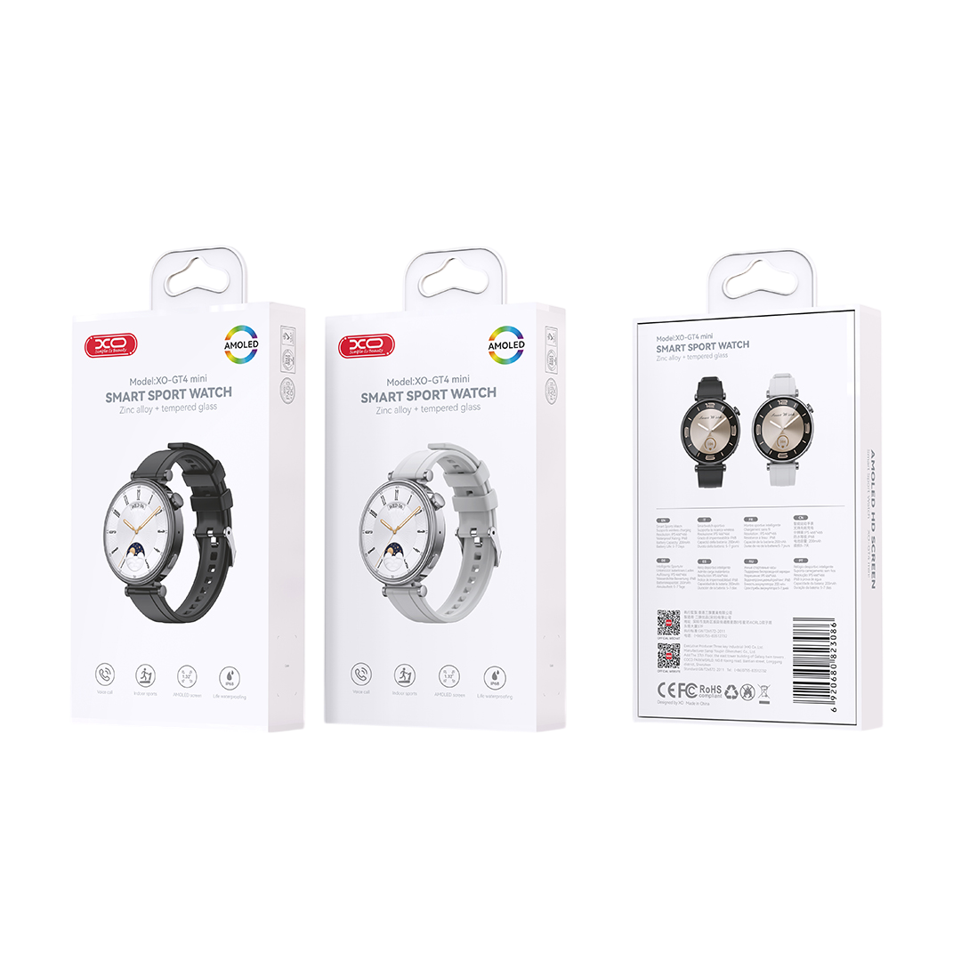 XO GT4 mini AMOLED Smart Αθλητικό Ρολόι SmartWatch Μαύρο (16.001.0229) - Image 3