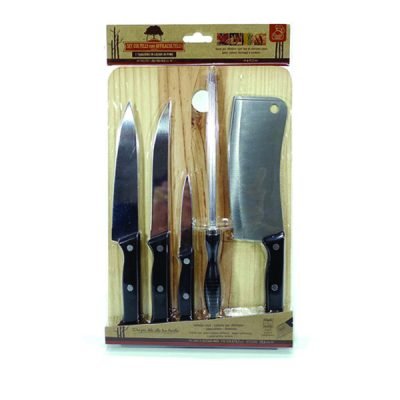 Σετ βάση κοπής, με 3 μαχαίρια, μπαλτά και ακονιστήρι [77593729]