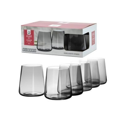 Σετ 6 ποτήρια 380cc γυάλινα, γκρι [77616100]