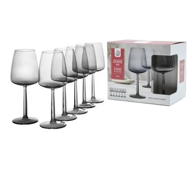 Σετ 6 ποτήρια κρασιού 430cc γυάλινα, γκρι [77616101]