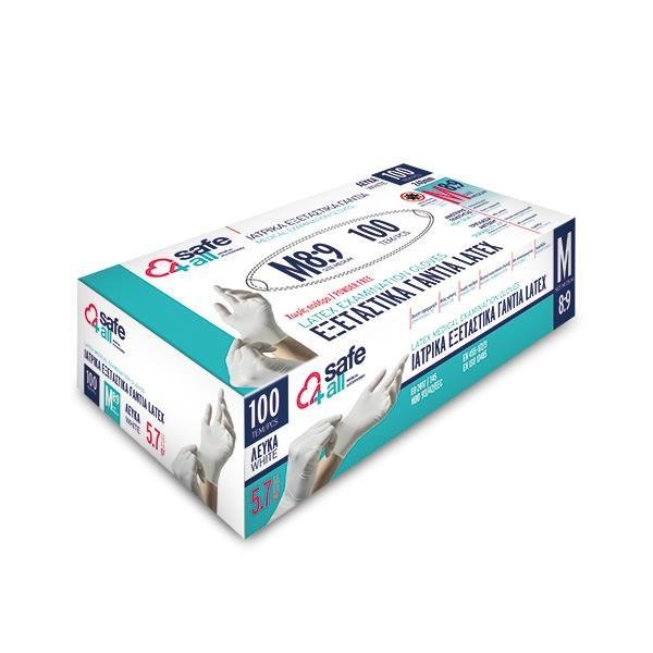 ΓΑΝΤΙΑ LATEX ΜΙΑΣ ΧΡΗΣΗΣ ΧΩΡΙΣ ΠΟΥΔΡΑ ΜΕΓΕΘΟΣ MEDIUM 100ΤΕΜ MEDICAL (156-10001)