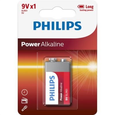 Philips Power Alkaline Μπαταρία 6LR61/P1B 9V (1τμχ) (01.001.0028)