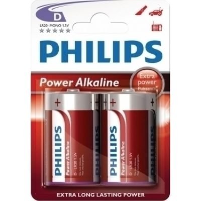 Philips Power Alkaline Μπαταρία LR20P2B/10 D (2τμχ) (01.001.0001)