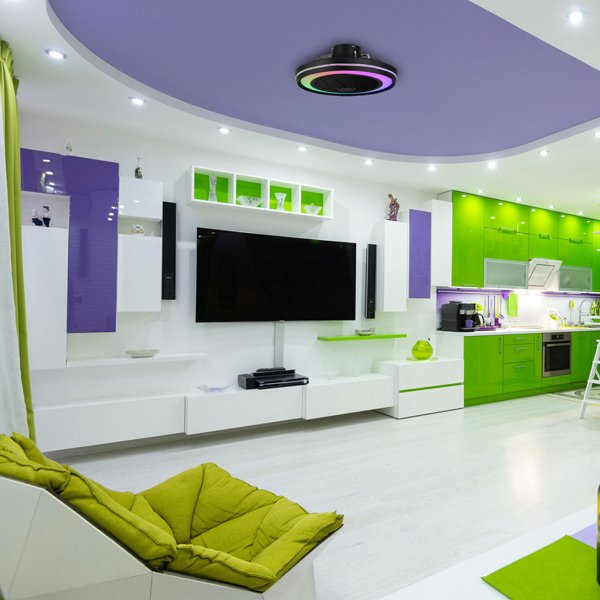 ΑΝΕΜΙΣΤΗΡΑΣ ΠΛΑΦΟΝΙΕΡΑ ΟΡΟΦΗΣ ΜΑΥΡΟΣ RGB Φ51 DC 20W (300-25045) - Image 2