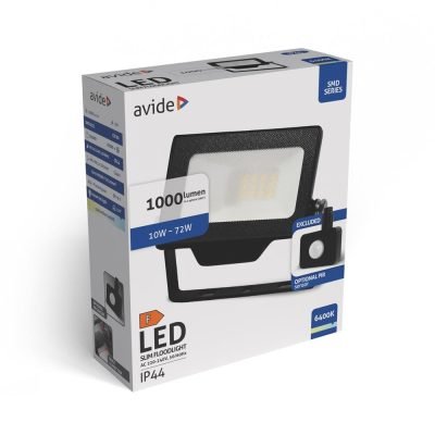 Avide LED Προβολέας SMD 10W CW 6400K με Προαιρετικό PIR (15.001.2114)