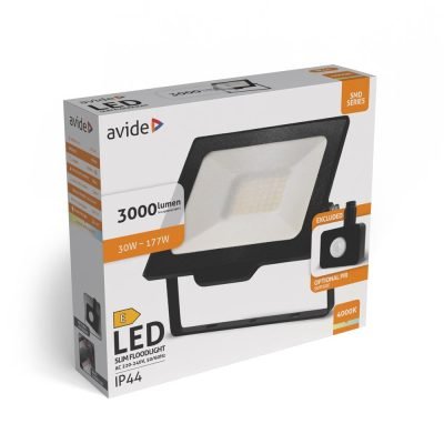 Avide Προβολέας LED SMD 30W NW 4000K με Προαιρετικό PIR (15.001.2115)