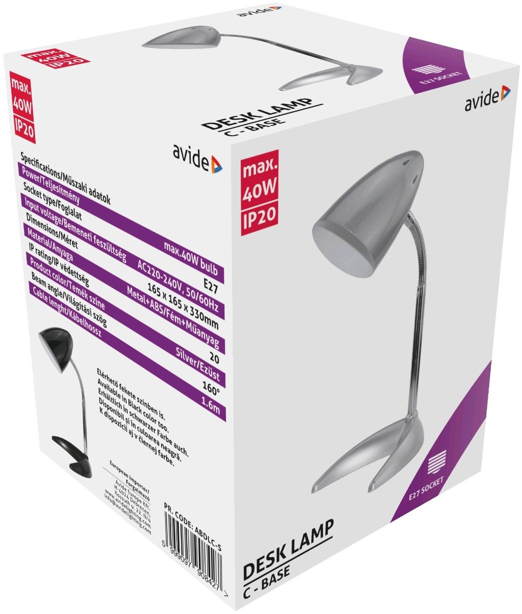 Avide Basic Φωτιστικό Γραφείου C Base S Ασημί (15.001.0680) - Image 2