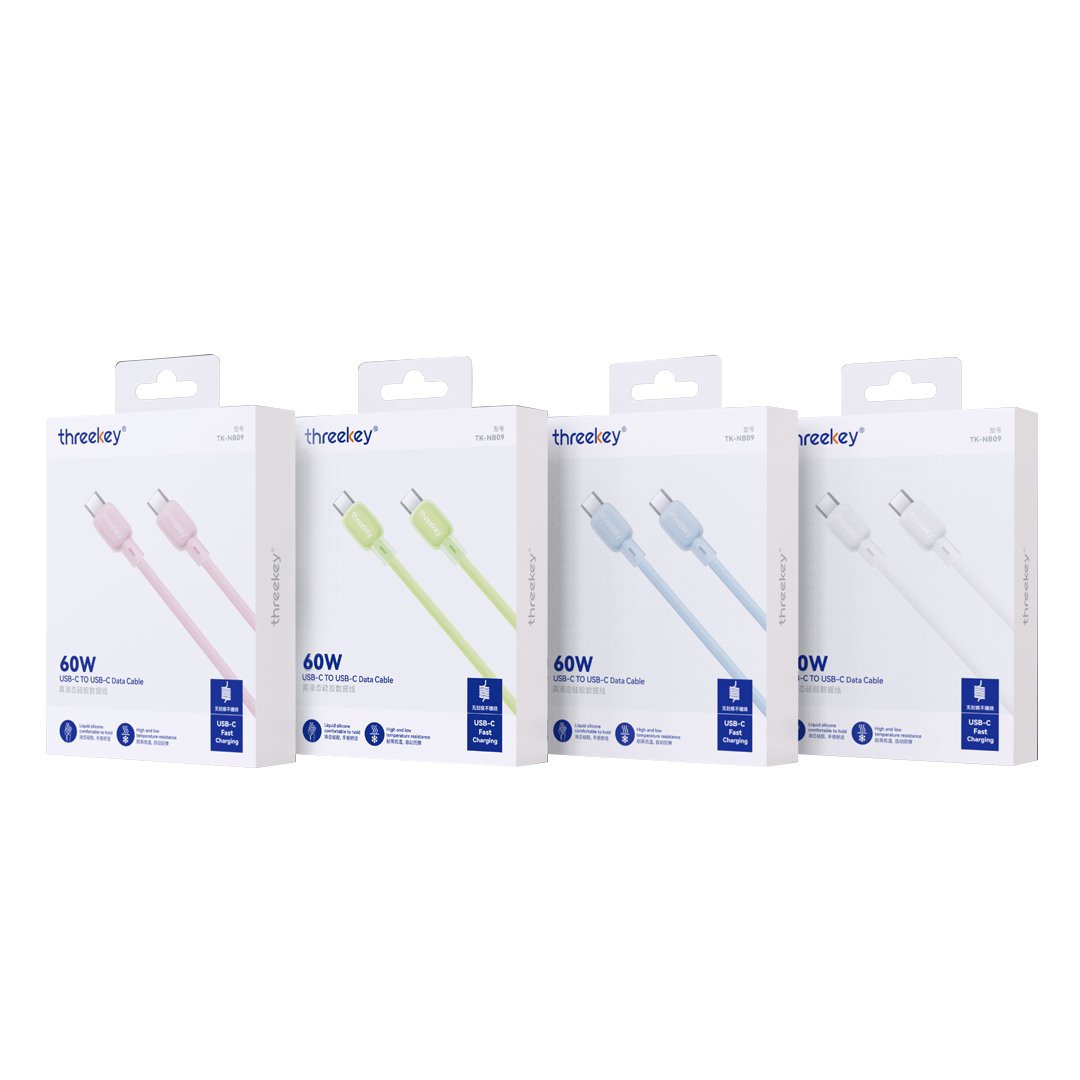 ThreeKey TK-NB09 Καλώδια Σιλικόνης Type-C σε Type-C 60W Μπλε (16.005.0370) - Image 2