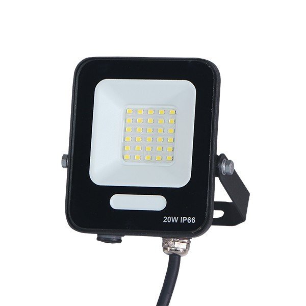 ΠΡΟΒΟΛΕΑΣ LED 20W SMD ΜΑΥΡΟΣ IP66 4000K PLUS 60cm ΚΑΛΩΔΙΟ (147-69803)