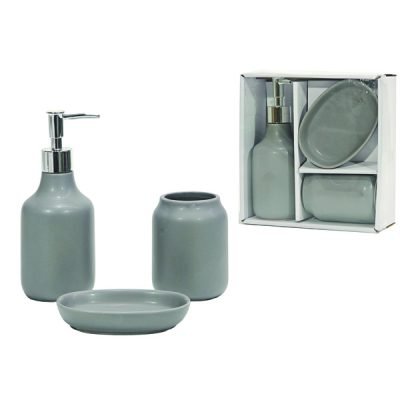 Σετ μπάνιου 3 τεμαχίων κεραμικό γκρι [77706951]