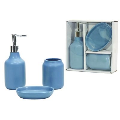 Σετ μπάνιου 3 τεμαχίων κεραμικό μπλε [77706953]
