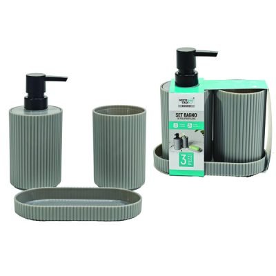Σετ μπάνιου 3 τεμαχίων πλαστικό γκρι [77727452]