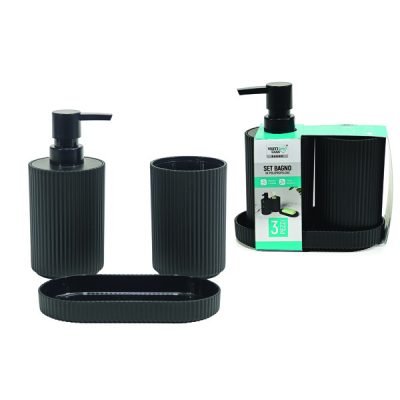 Σετ μπάνιου 3 τεμαχίων πλαστικό μαύρο [77727454]