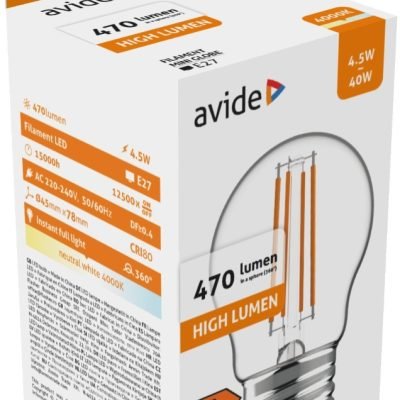 Avide LED Filament Mini Σφαιρική 4.5W E27 NW 4000K (15.001.1730)