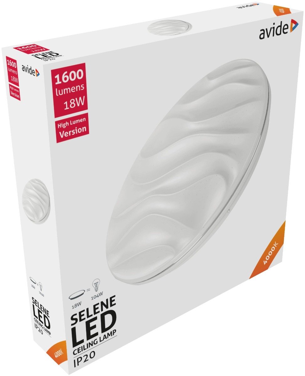 Avide LED Πλαφονιέρα Oyster Selene 18W 330*68mm NW 4000K (15.001.1194)
