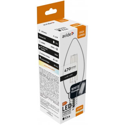 Avide LED White Filament Κερί 4.5W E14 NW 4000K (15.001.2048)