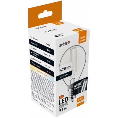 Avide LED White Filament Mini Σφαιρική 4.5W E14 NW 4000K (15.001.2057)