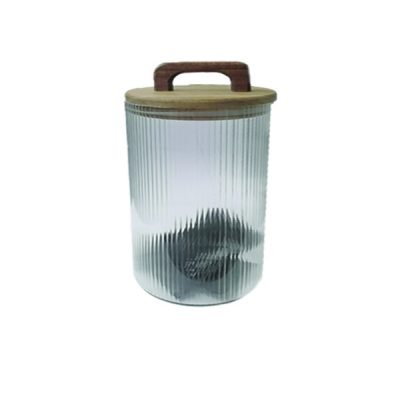 Βάζο γυάλινο με ξύλινο πώμα φ10x 29cm [00404328]