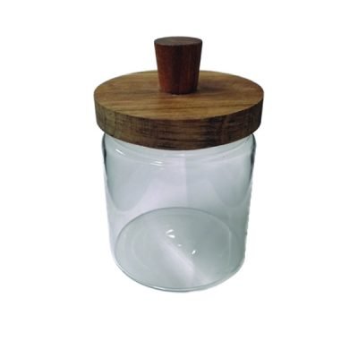 Βάζο γυάλινο με ξύλινο πώμα φ9x 23,5 cm [00404333]