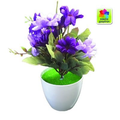 Γλαστράκι πλαστικό με λουλούδια 20cm [10801103]