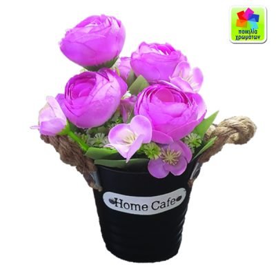 Γλαστράκι πλαστικό με λουλούδια 20cm [10801107]